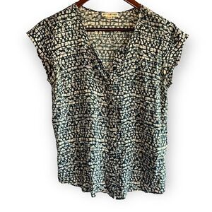 Women's Artisan NY Blue & Cream Short Sleeve Top